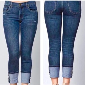 VENUS Capris w/ Cuffs, Dark Blue distressed Size 10